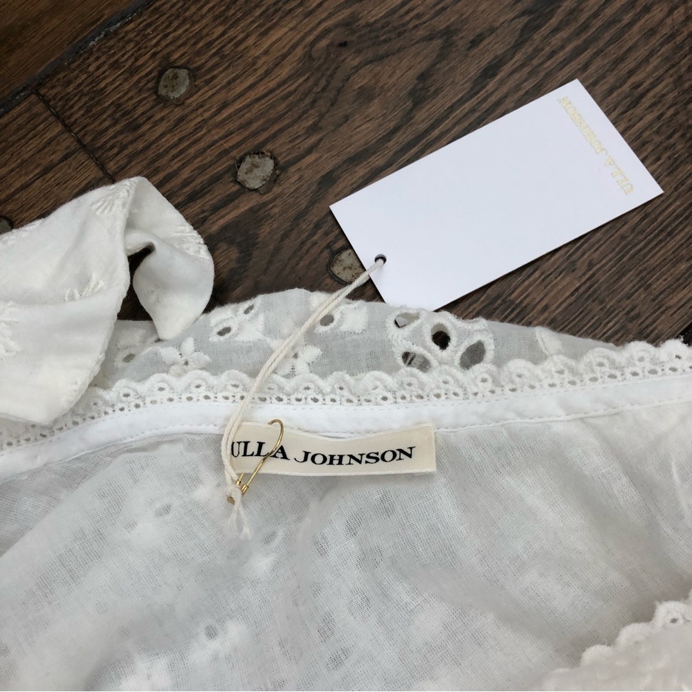 NWT Ulla Johnson Gwyneth One Shoulder Eyelet White Midi Dress - Picture 5 of 7